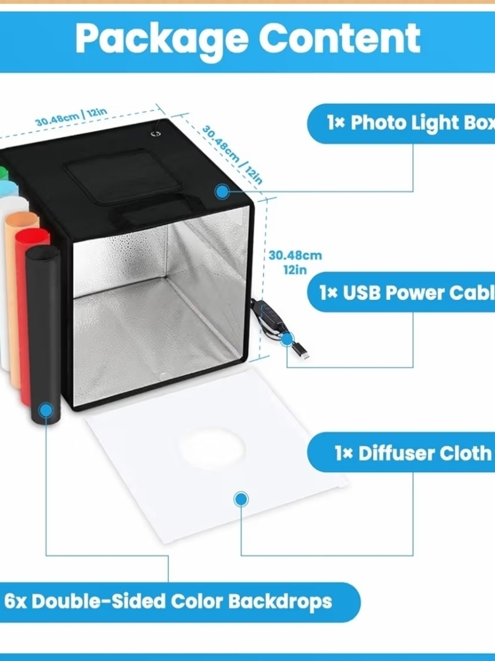 Portable LED Photo Light Box 12x12 - Picture 2 of 4